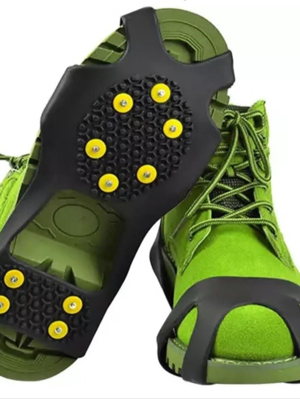 These are 10-stud slip-on ice cleats (crampons) designed to stretch over shoes.
